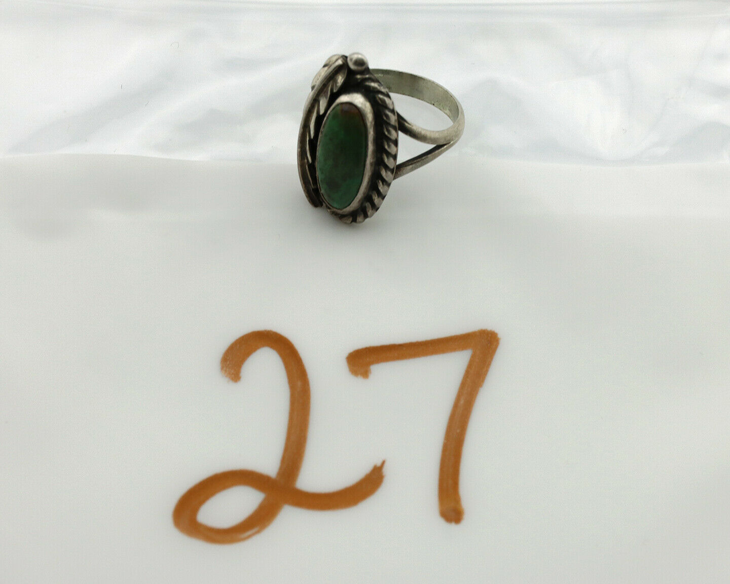 Navajo Ring .925 Silver Kingman Turquoise Artist Signed Sun C.1980's
