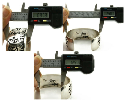 Hopi Turtle Bracelet .925 Silver Artist Signed Mitchell Sockyma C.90's