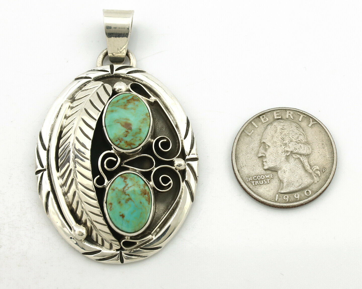 Navajo Necklace .925 Silver Kingman Turquoise Native American C.80's