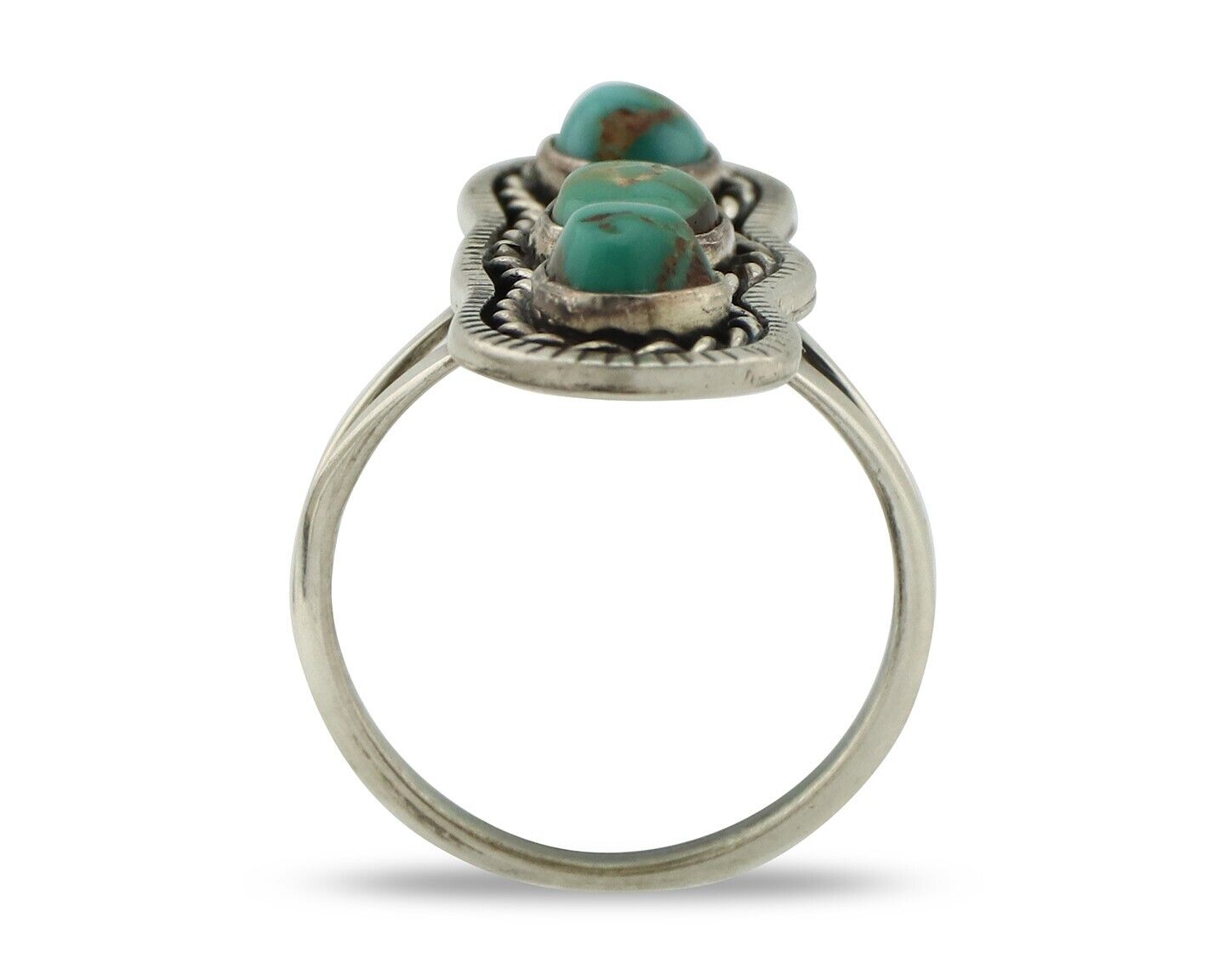 Navajo Ring .925 Silver Natural Blue Turquoise Native American Artist C.80's