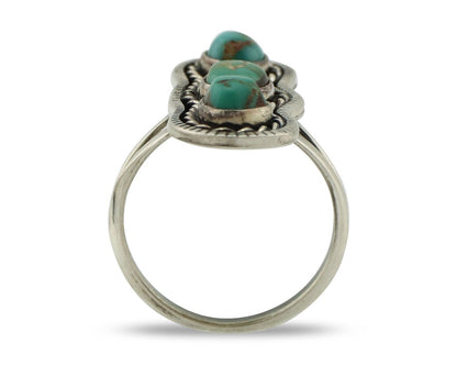 Navajo Ring .925 Silver Natural Blue Turquoise Native American Artist C.80's