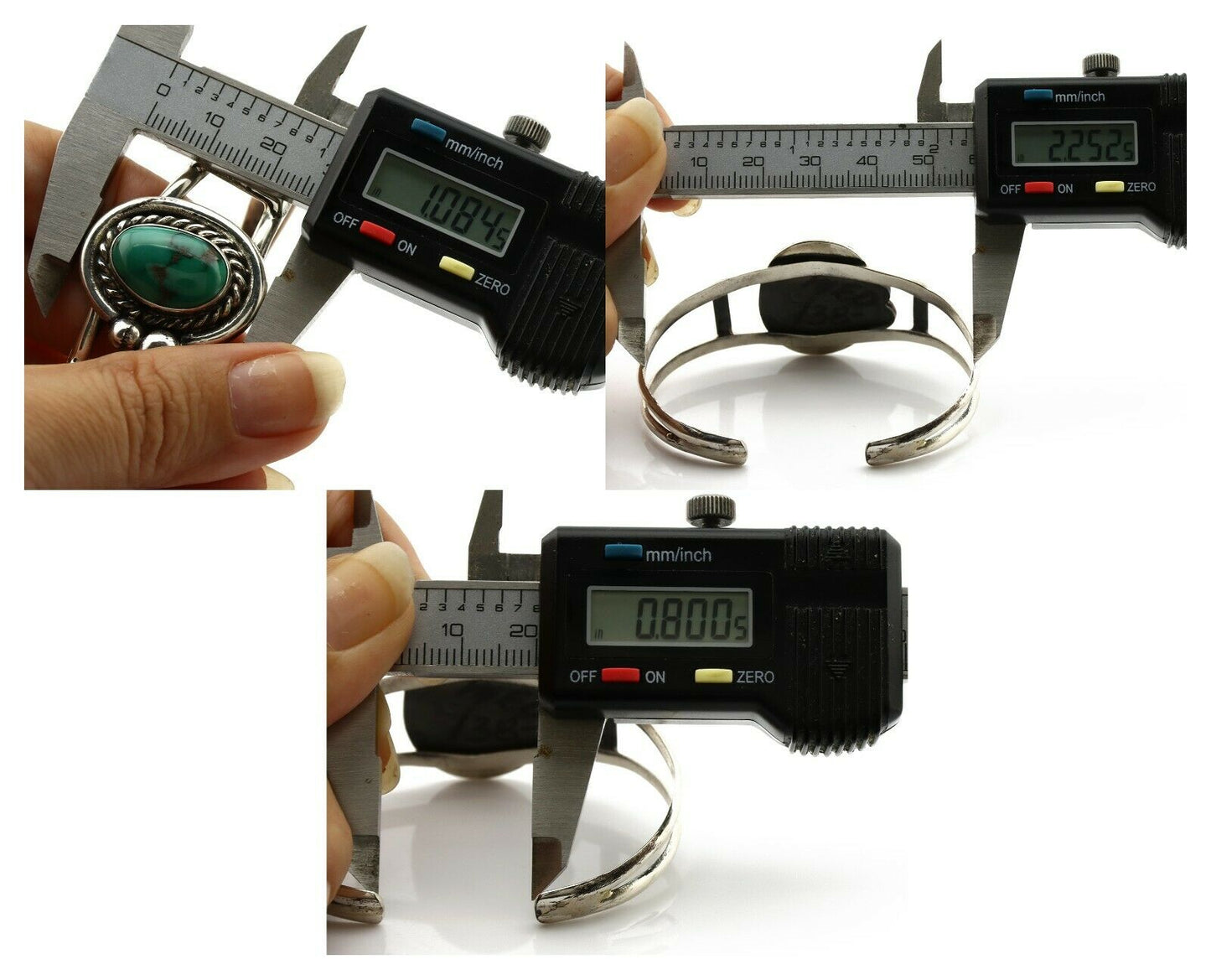 Navajo Bracelet .925 Silver Gober Turquoise Artist Signed C Montoya 80's