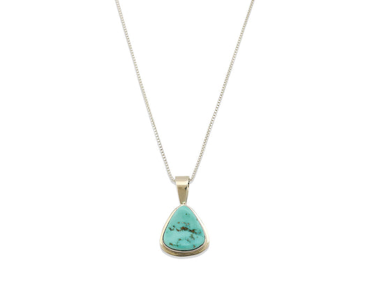 Navajo Necklace .925 Silver Fox Mine Turquoise Signed Doug Zachary C.1980's