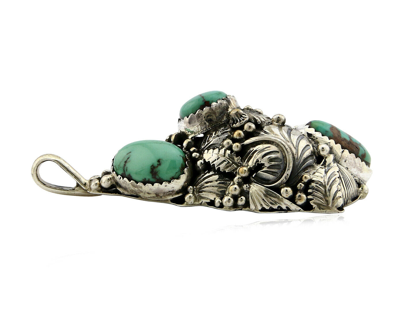 Navajo Pendant .925 Silver Kingman Turquoise Signed Artist Tom Willeto C.80's