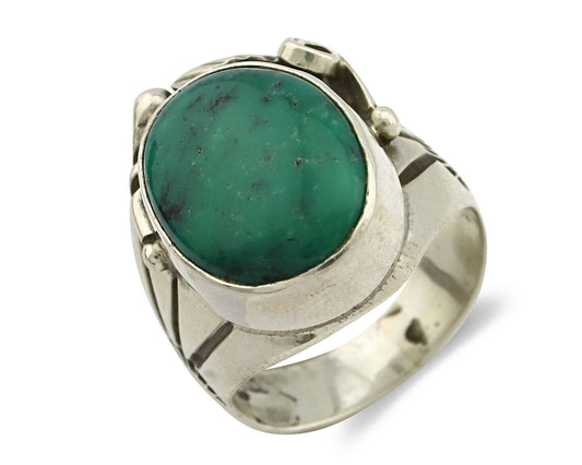 Navajo Ring .925 Silver Crescent Valley Turquoise Native Artist C.80's