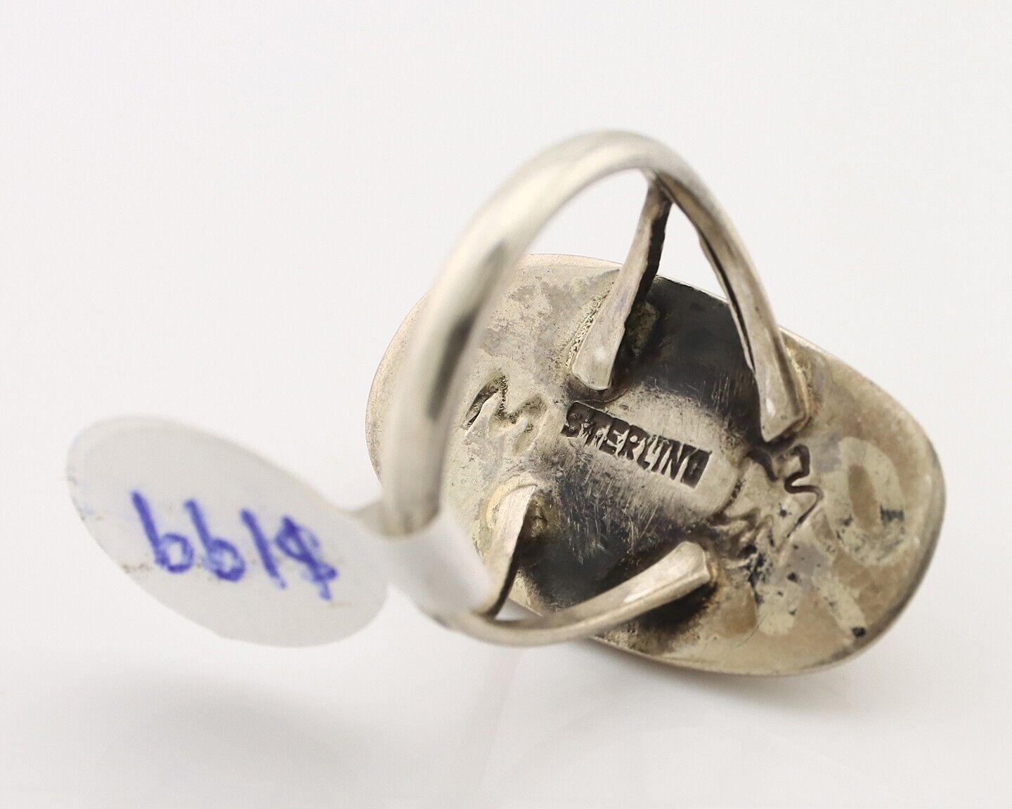 Navajo Ring 925 Silver Natural Blue Turquoise Artist Signed M Montoya C.80's