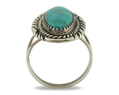Navajo Ring .925 Silver Kingman Turquoise Native American Artist C.1980's