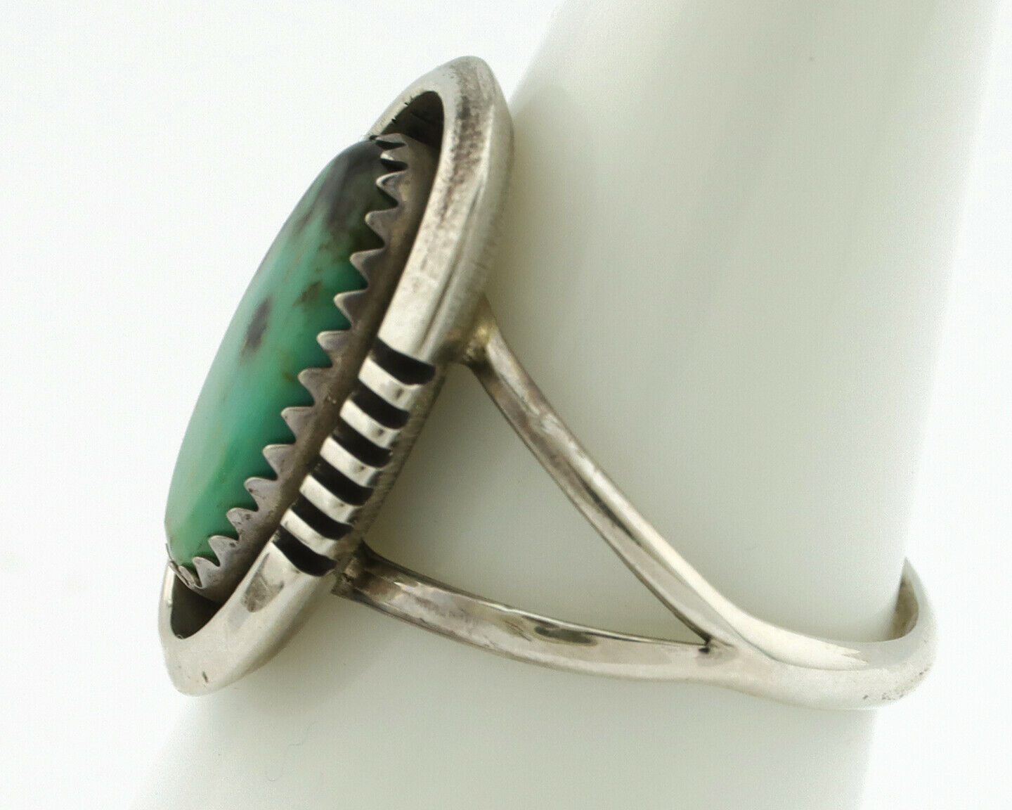 Navajo Ring .925 Silver Green Turquoise Native American Artist Handmade C.80's