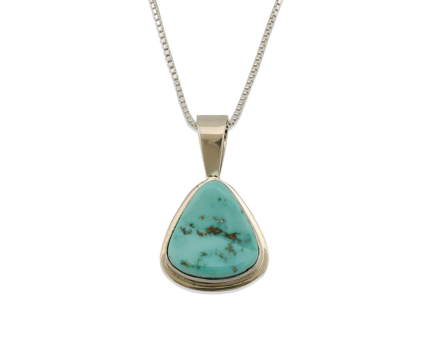 Navajo Necklace .925 Silver Fox Mine Turquoise Signed Doug Zachary C.1980's
