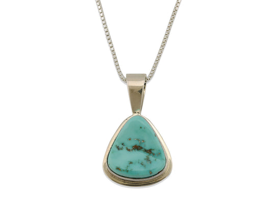 Navajo Necklace .925 Silver Fox Mine Turquoise Signed Doug Zachary C.1980's