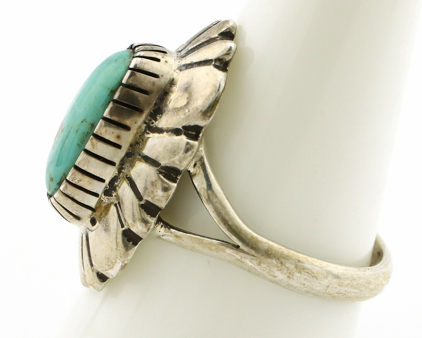 Navajo Ring .925 Silver Green Turquoise Artist Signed M Montoya C.80's
