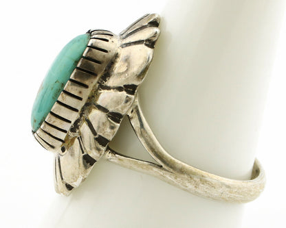Navajo Ring .925 Silver Green Turquoise Artist Signed M Montoya C.80's