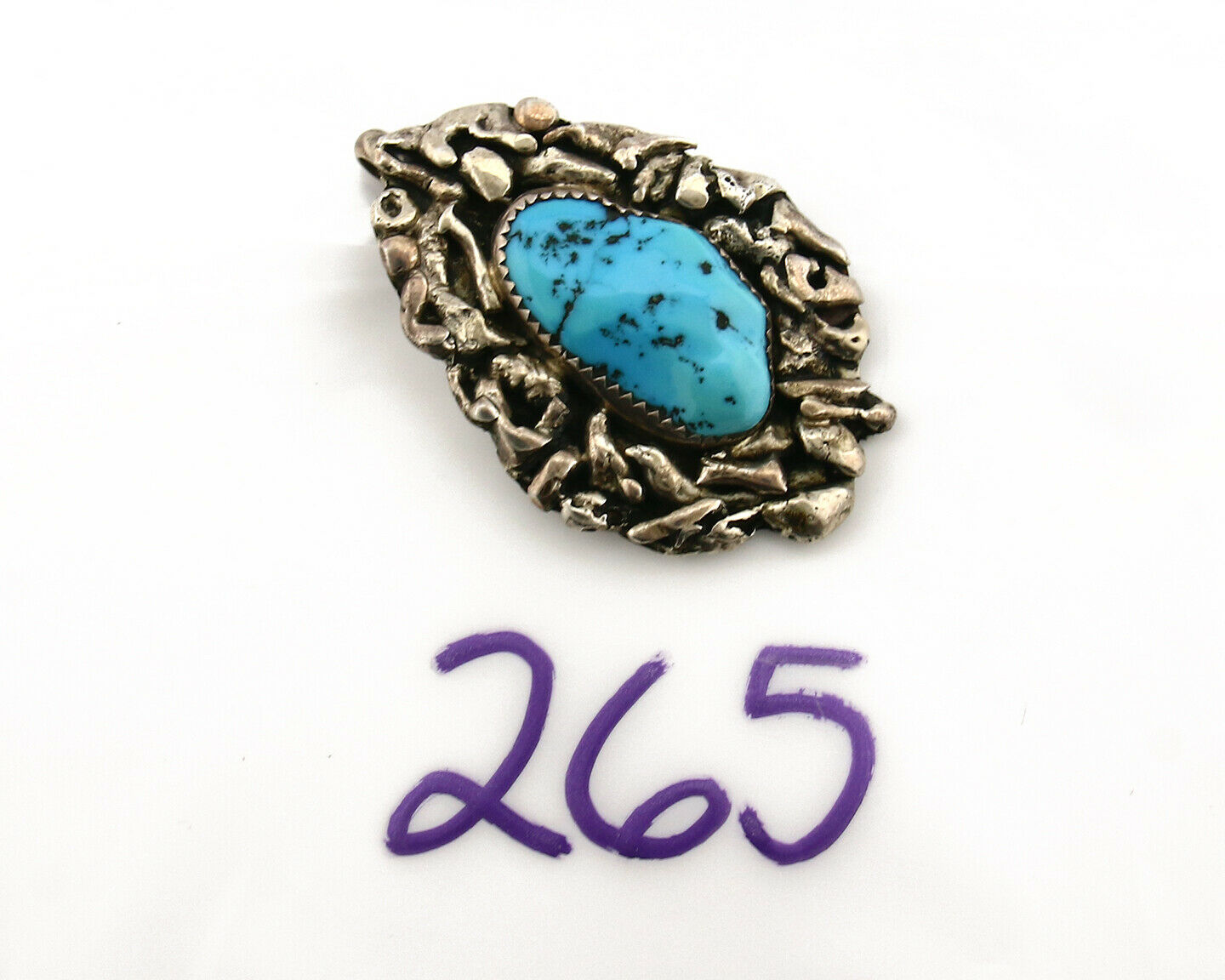 Navajo Pendant .925 Silver Kingman Turquoise Native American C.80's