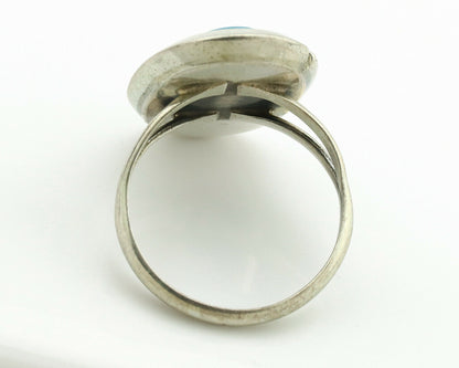 Navajo Ring .925 Silver Blue Turquoise Native American Artist C.1980's