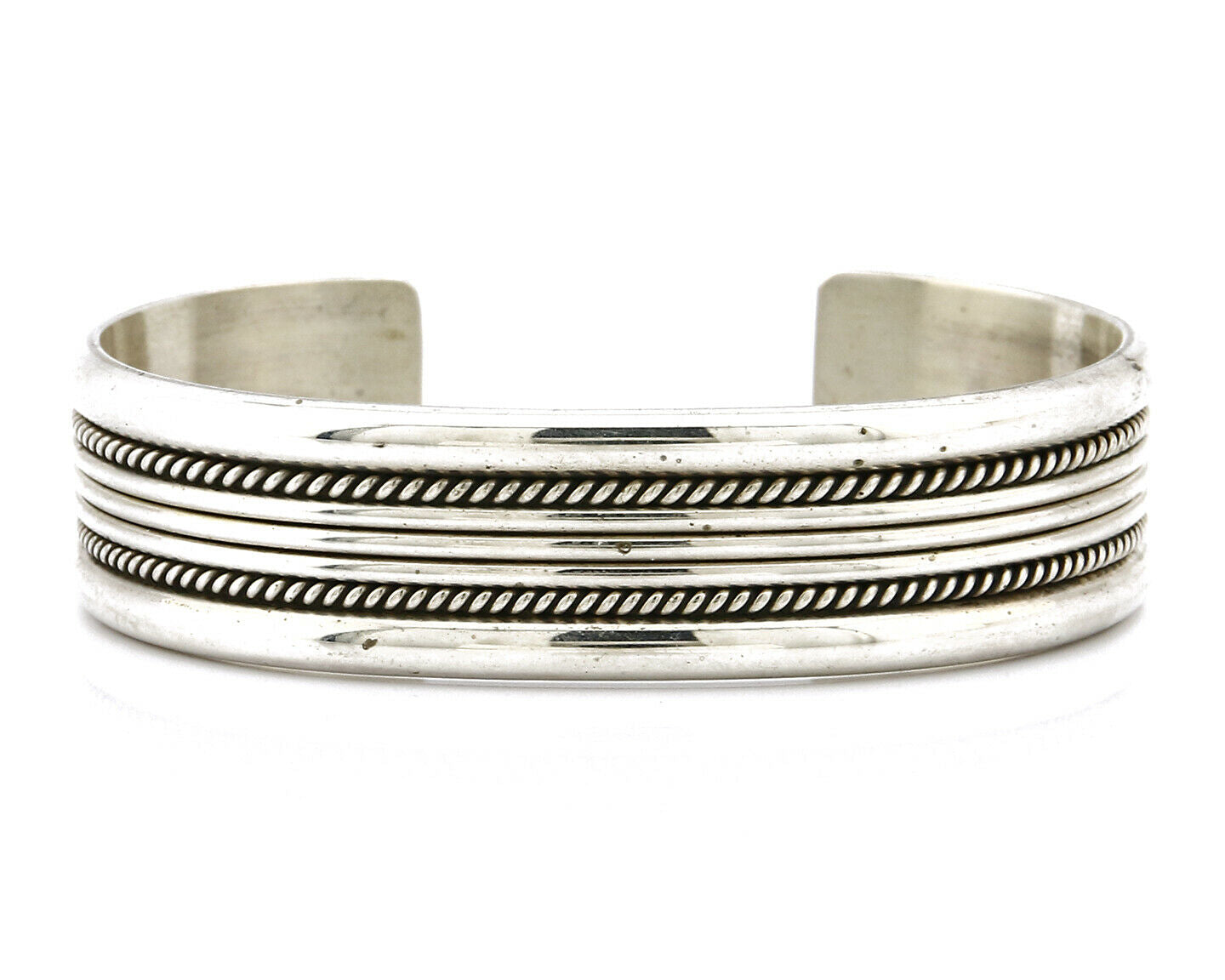 Women's Navajo Bracelet .925 Silver Hand Stamped Cuff Signed TAHE C.1980's