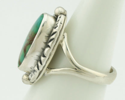 Navajo Ring .925 Silver Natural Mined Turquoise Artist Signed Gecko C.80's
