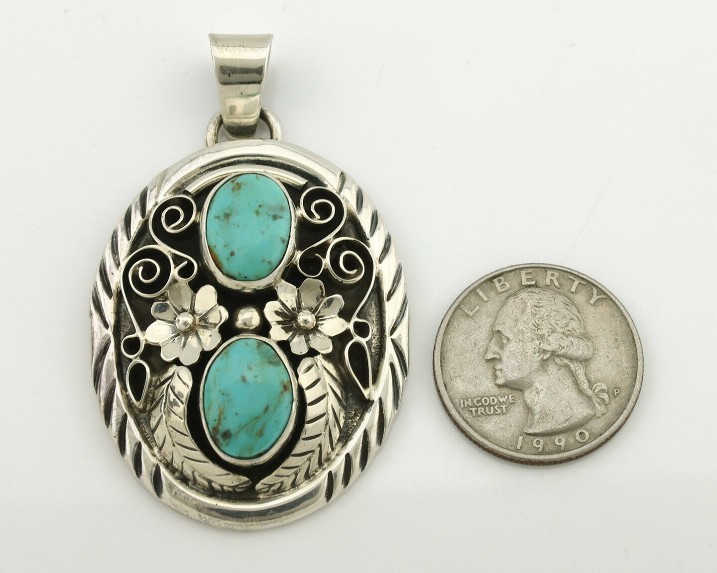 Navajo Necklace .925 Silver Kingman Turquoise Native American C.80's