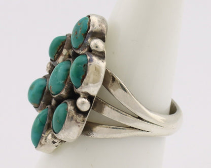 Navajo Ring .925 Silver Natural Blue Turquoise Artist Signed LP C.80's