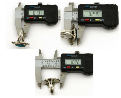 Navajo Ring .925 Silver Nevada Turquoise Native American Artist C.1980's