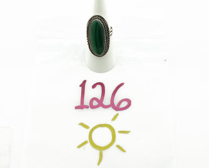 Navajo Ring 925 Silver Natural Green Malachite Signed William Denetdale C.80's