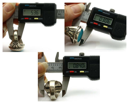 Navajo Ring .925 Silver Turquoise Mountain Native American Artist C.80's