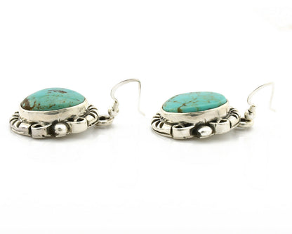 Navajo Earrings .925 Silver Southwest Turquoise Signed Calvin Peterson C.80