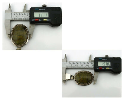 Navajo Pendant .925 Silver Green Agate Turquoise Artist Signed BB C.80's