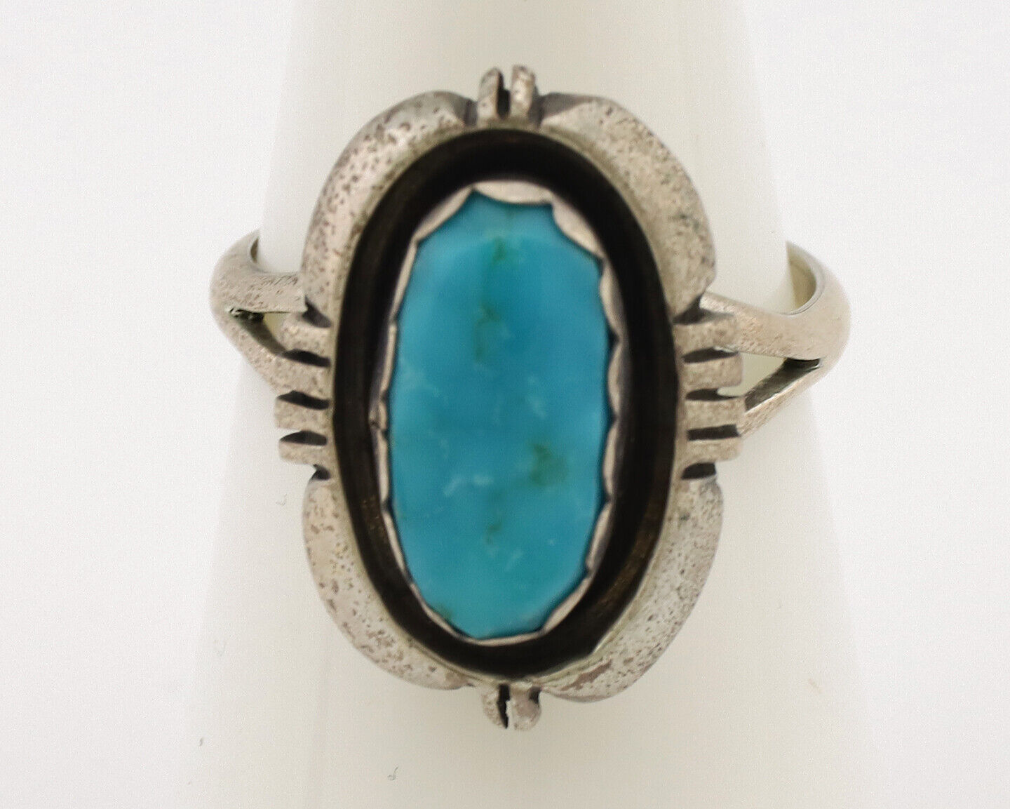 Navajo Ring .925 Silver Turquoise Native American Artist C.1980's