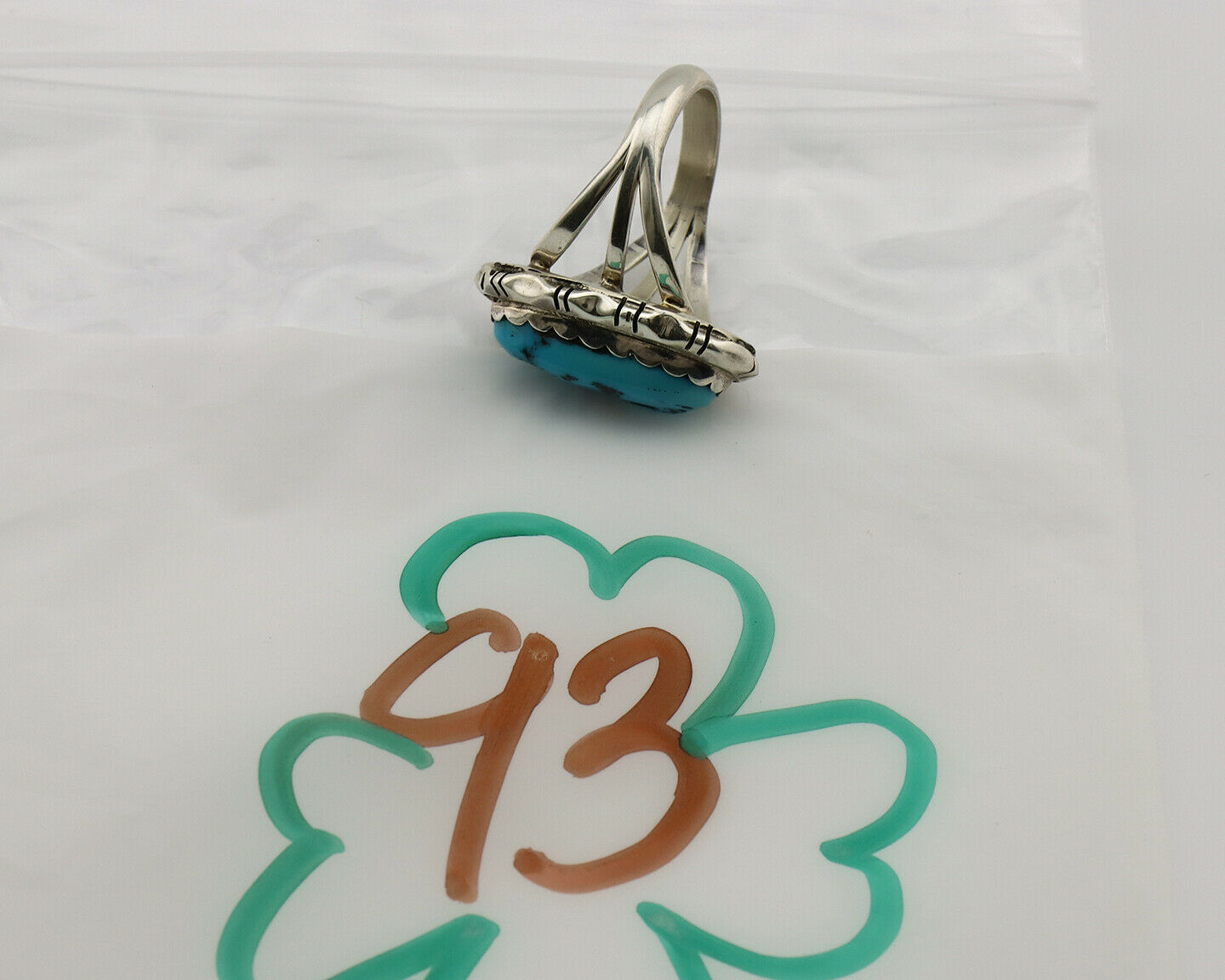 Navajo Ring .925 Silver Natural Blue Turquoise Native Artist C.80's