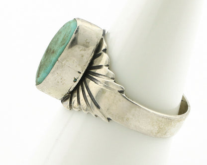 Navajo Ring .925 Silver Kingman Turquoise Artist Signed Apache C.80's