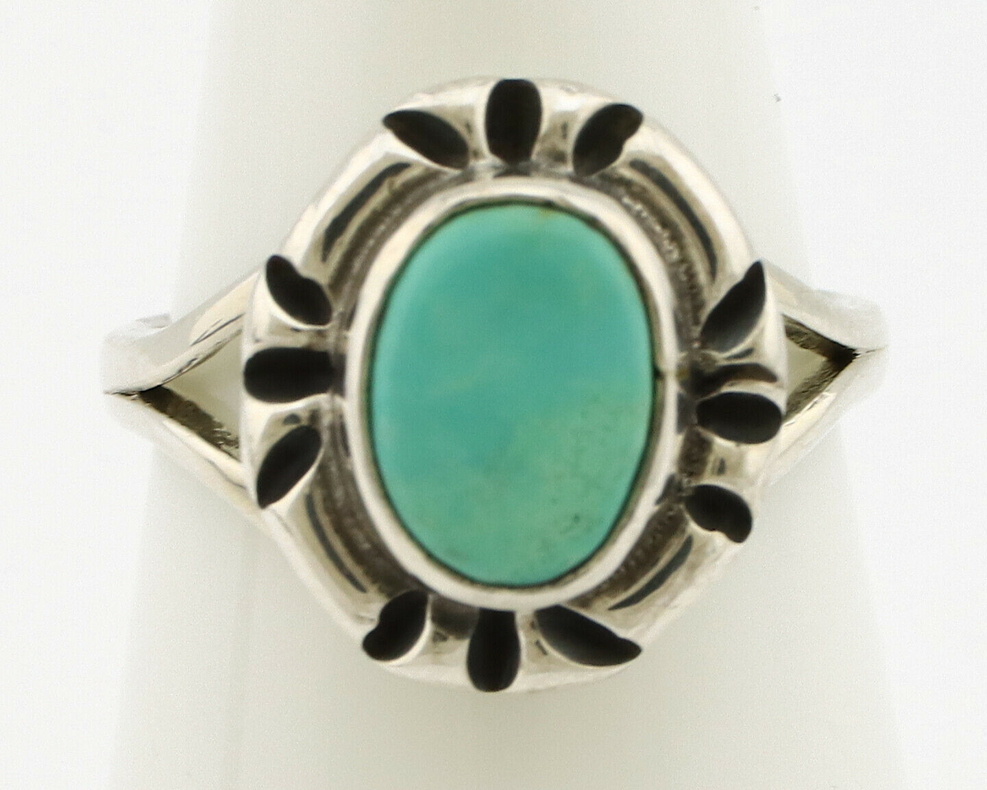 Navajo Ring .925 Silver Kingman Turquoise Artist Signed Gecko C.90's
