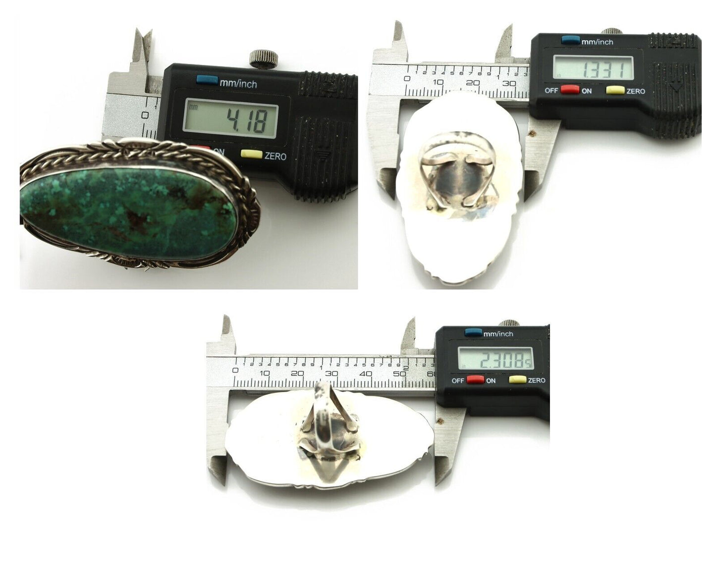 Navajo Ring 925 Silver Black Spiderweb Turquoise Artist Signed Billy Eagle C.80s