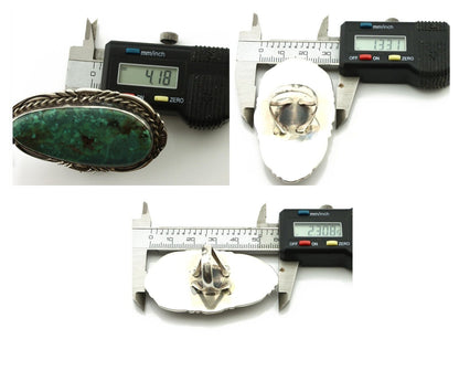 Navajo Ring 925 Silver Black Spiderweb Turquoise Artist Signed Billy Eagle C.80s