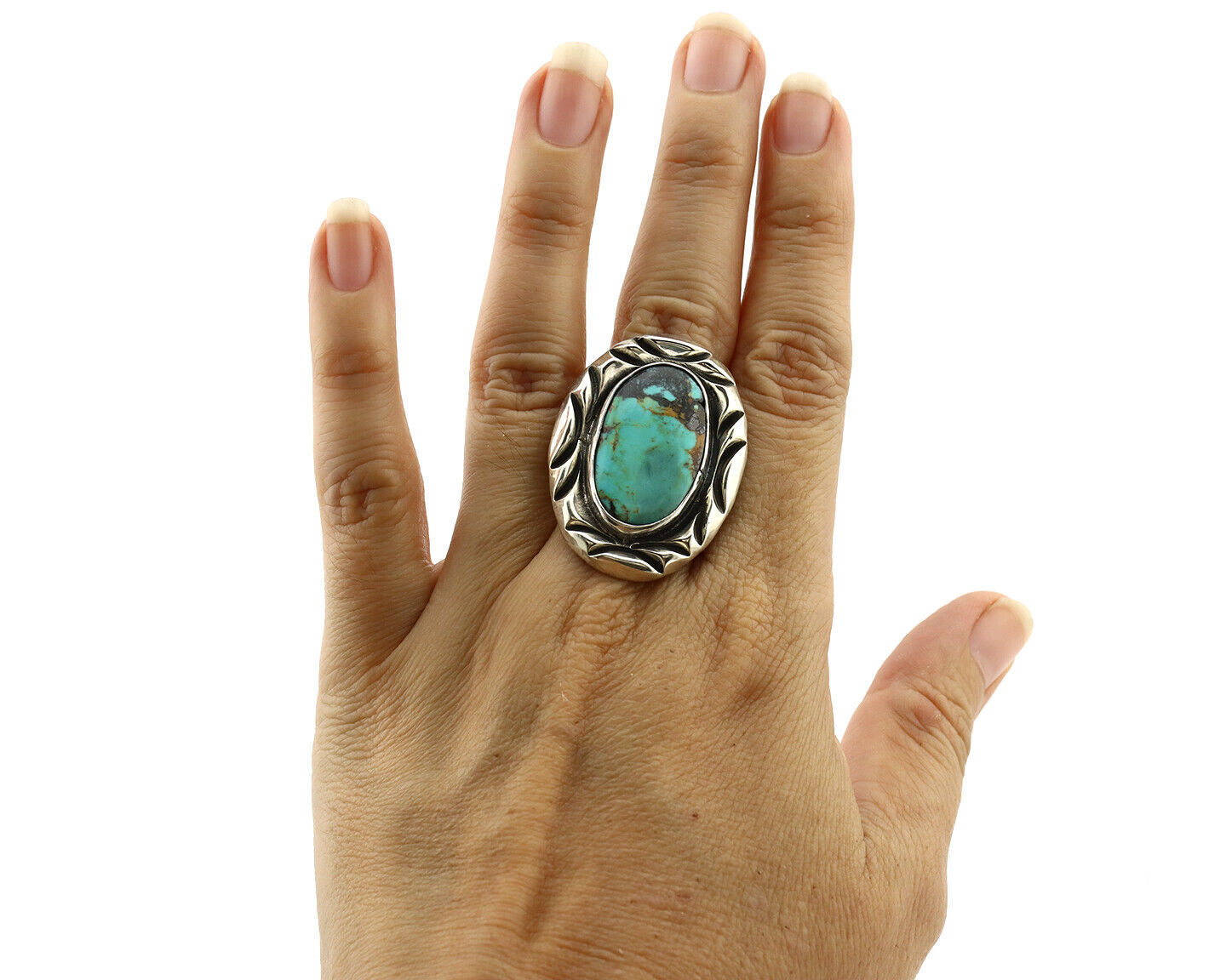 Navajo Ring 925 Silver Turquoise Mountain Artist Signed C Montoya C.80's