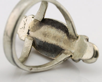 Navajo Ring .925 Silver Nevada Turquoise Native American Artist C.1980's