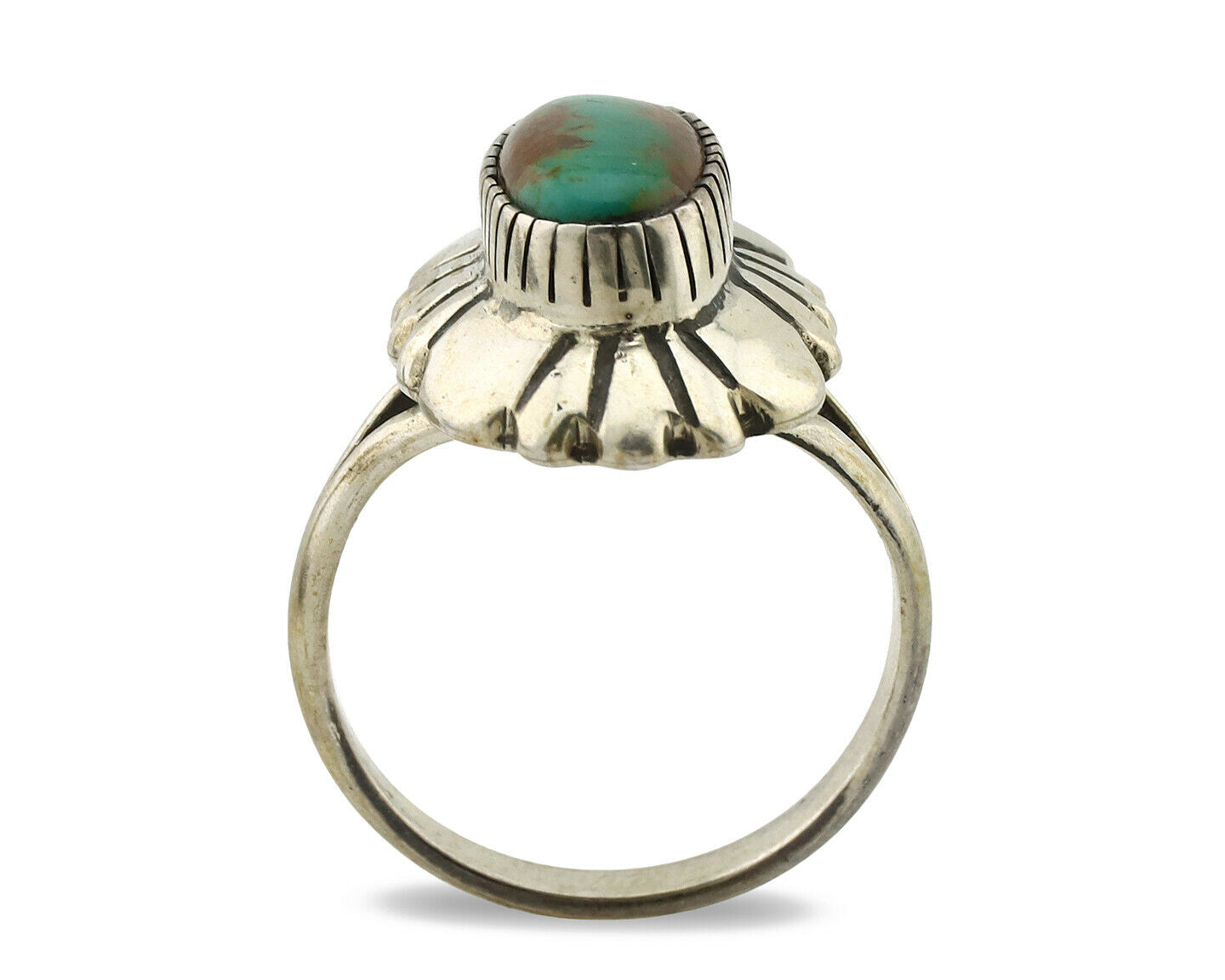 Navajo Ring .925 Silver Natural Mined Turquoise Artist Signed M Montoya C.80's
