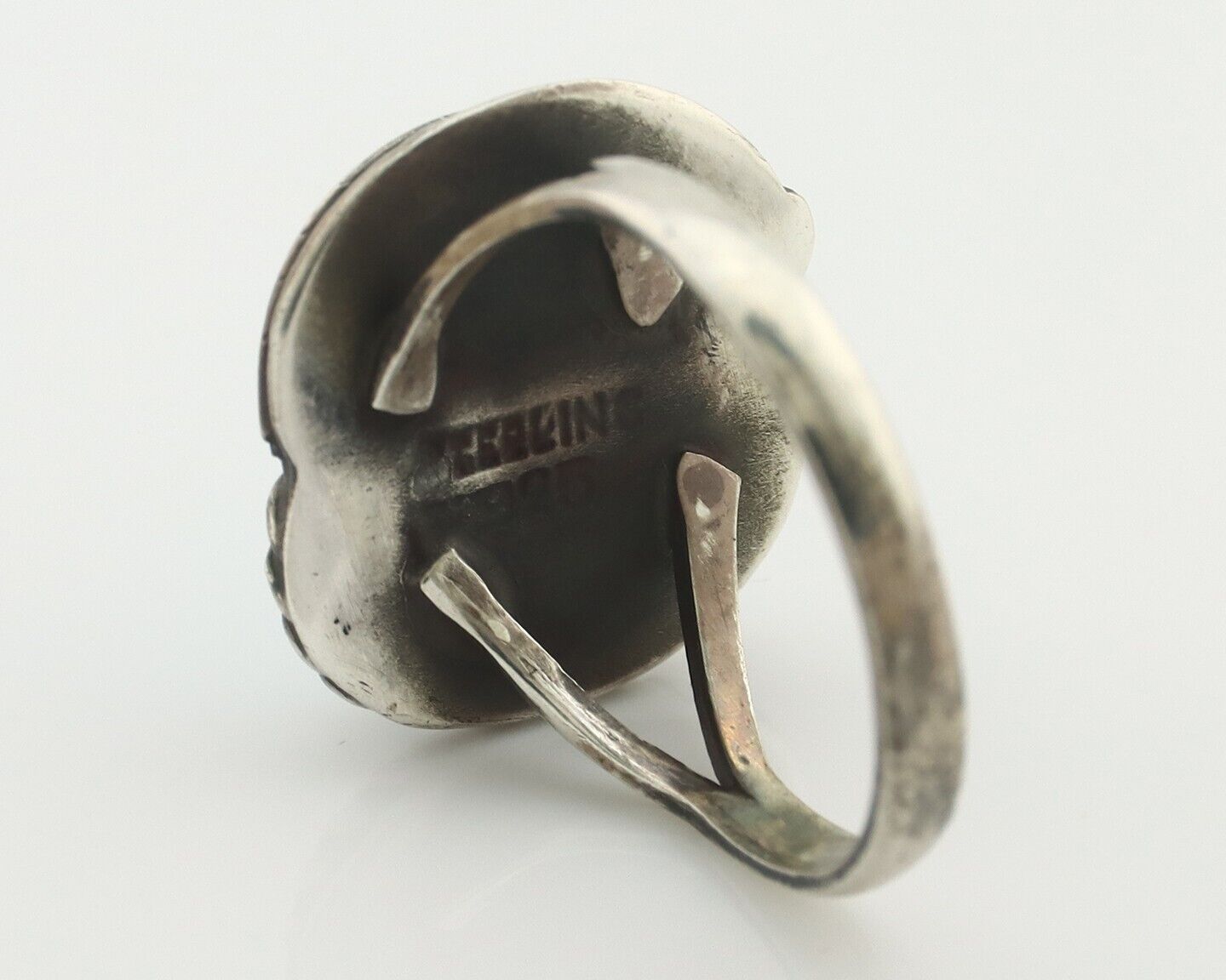 Navajo Handmade Ring .925 Silver Kingman Turquoise Native Artist C.80's
