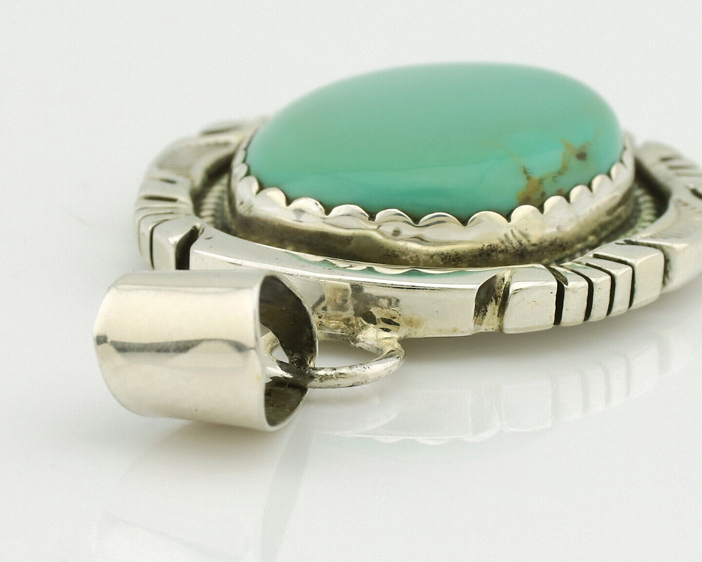 Navajo Necklace .925 Silver Arizona Turquoise Signed Jon McCray C.1980's