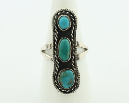 Navajo Ring .925 Silver Natural Blue Turquoise Native American Artist C.80's