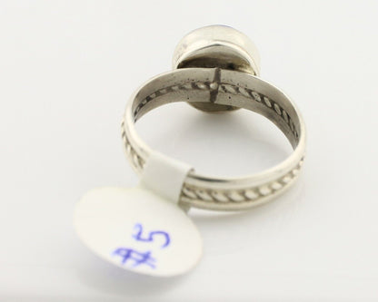 Navajo Ring 925 Silver Lapis Hand Stamped Native American Artist C.80's