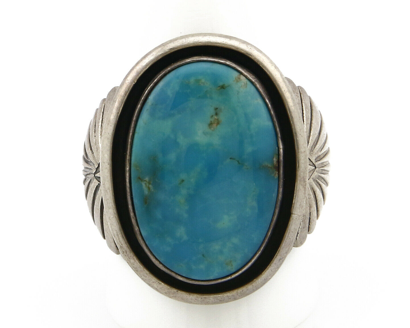 Navajo Kingman Turquoise Ring .925 Silver Artist Signed Doug Zachary C.80's