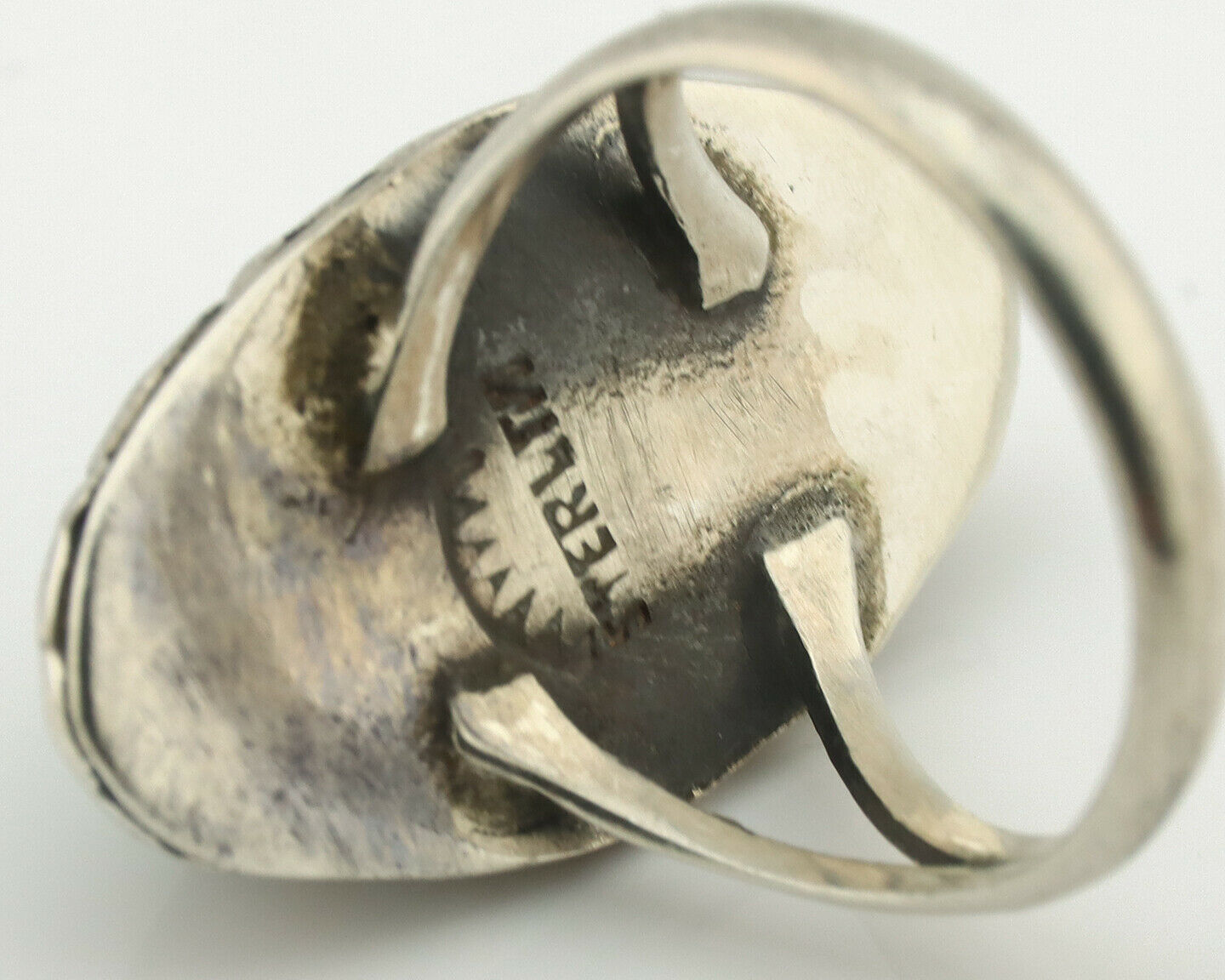 Navajo Ring .925 Silver Natural Turquoise Artist Signed Native American C.80's
