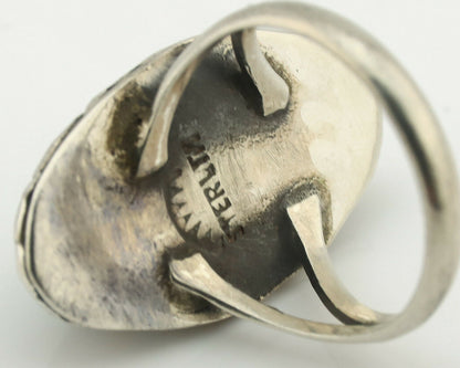 Navajo Ring .925 Silver Natural Turquoise Artist Signed Native American C.80's