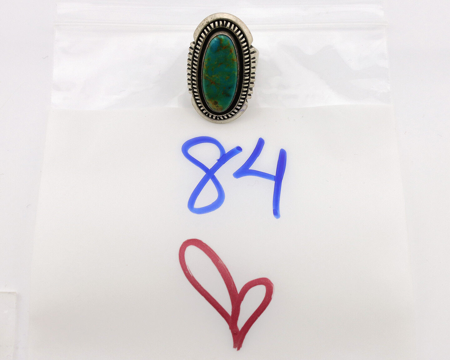 Navajo Ring .925 Silver Nevada Turquoise Native American Artist C.1980's