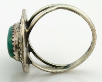 Navajo Ring .925 Silver Green Turquoise Native American Artist C.1980's