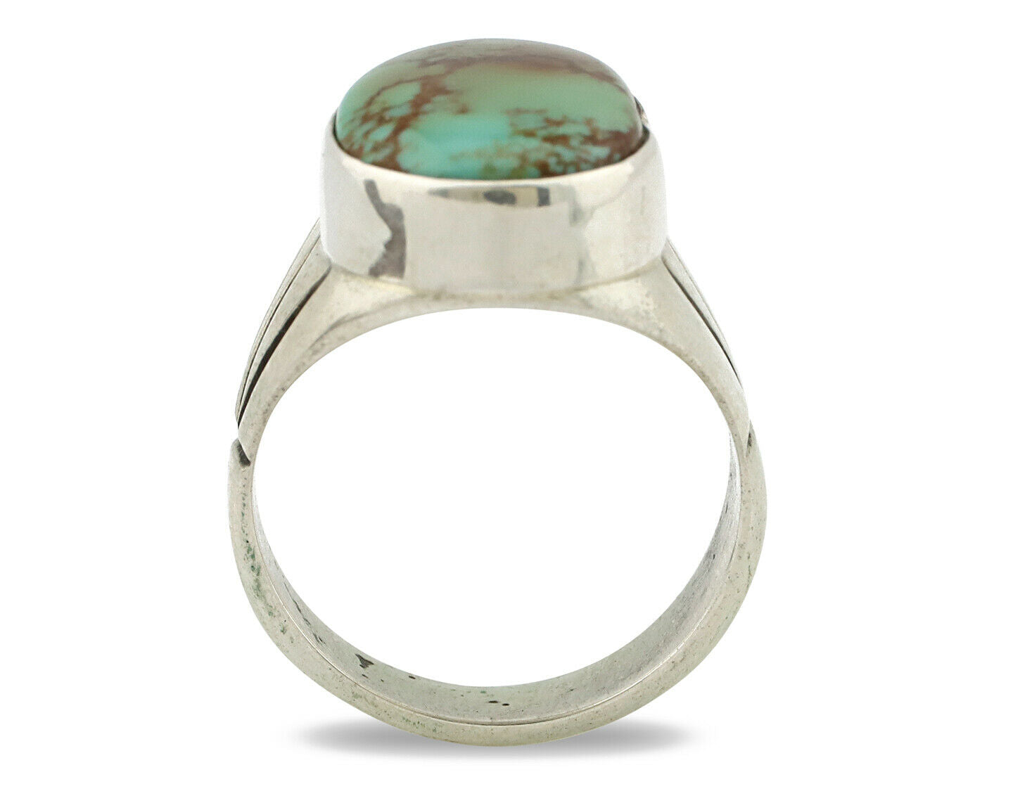 Navajo Ring .925 Silver Green Turquoise Native American Artist C.80's