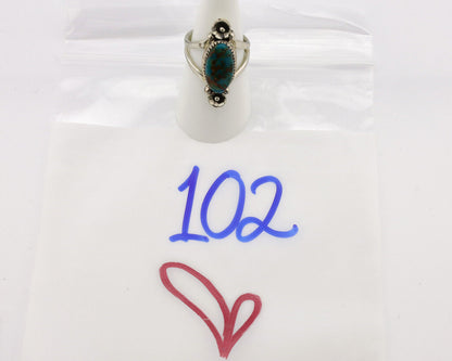 Navajo Ring .925 Silver Nevada Turquoise Native American Artist C.1980's