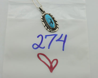 Navajo Necklace .925 Silver Sleeping Beauty Turquoise Signed M Montoya C.80's