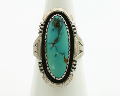 Navajo Ring .925 Silver Kingman Turquoise Native American Artist C.1980's