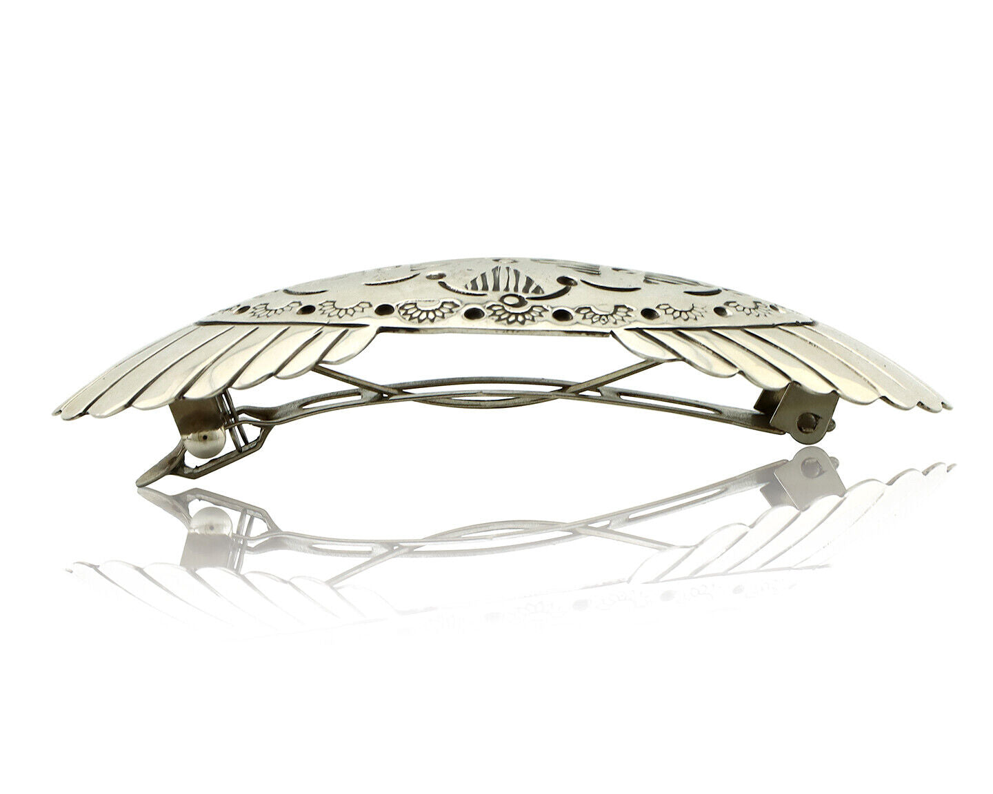 Navajo Hair Clip Barrette .925 Silver Hand Stamped Artist C Montoya C80s